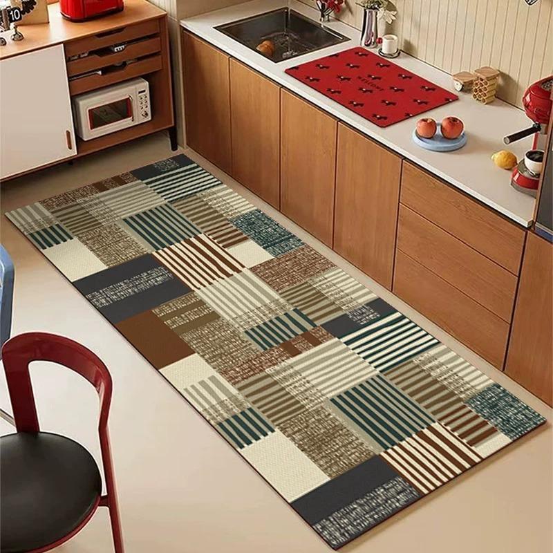 Carpet for Kitchen Floor Mat PVC Waterproof Oil-Proof Non-Slip Leather Rug Geometric Pattern Rugs Long Size Home Decor Carpets