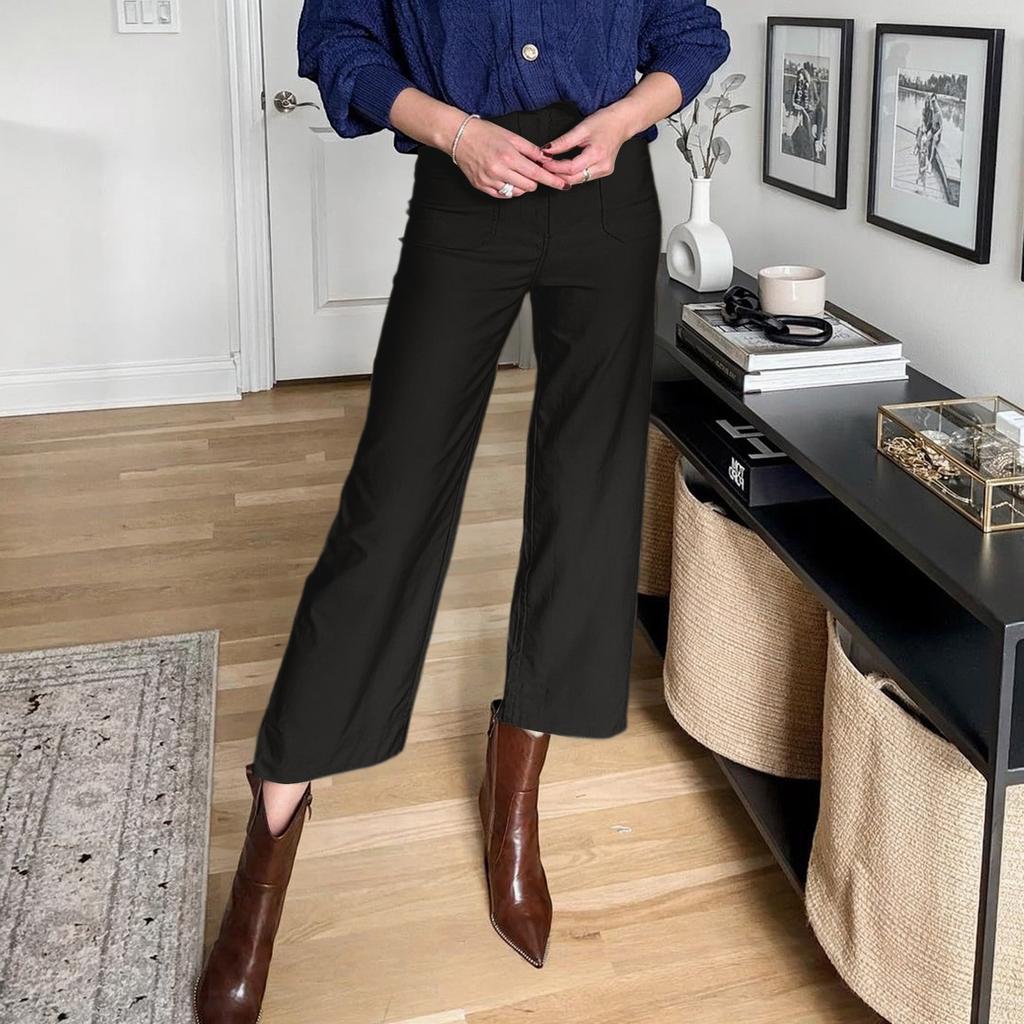 Wide Leg Pants For Women Casual Pants Trousers With Pockets Women's Casual  Pants Solid Color Summer Casual Cropped Pants