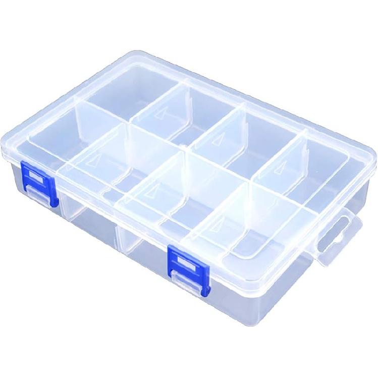 Пластиковый контейнер-органайзер с отделениями, С регулируемой перегородкой, Съемная решетчатая перегородка, Для ювелирных изделий, мелких аксессуаров, крепежных изделий(8 ячеек-Большой 8 Grids-Large x 1 Pack