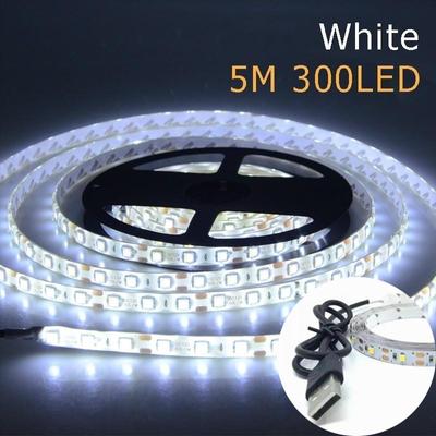 USB 5M 300LED Warmweiß Kaltweiß Lichtleiste 3528 SMD 5V Flexible Beleuchtung Lampe für Heimdekoration