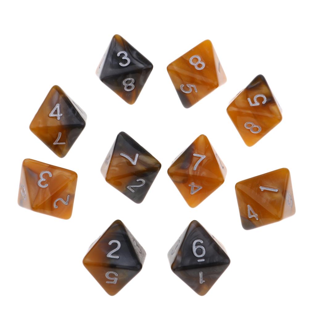 10 Pieces Polyhedral Dice Collection Multi-sided Dice D8 for TRPG D Dragons Game 8-sided Dice Collection