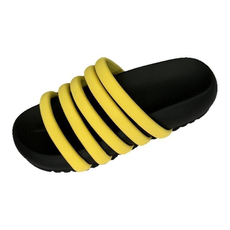 

Fashion Fashion Platform Slippers Summer New Round Toe Slender Ribbon Platform Anti-Slip Wear-Resistant Flat Roman Shoes 35