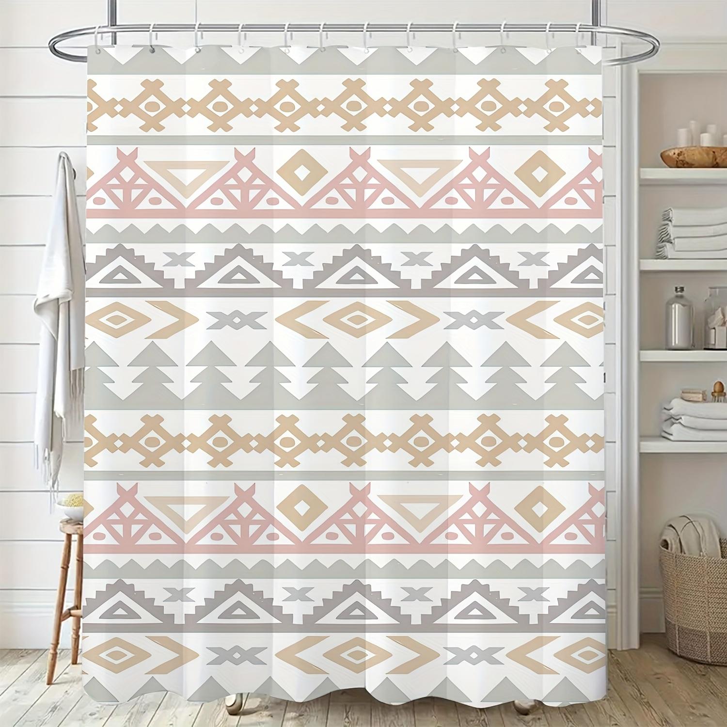 

Nordic-Inspired Geometric Shower Curtain - Ombre Pink to Beige, Polyester Fabric, Machine Washable, Modern Bath Decor W90xH180cm