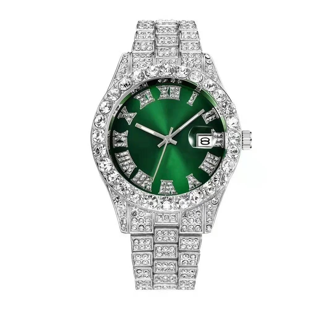 Hiphop Watch, Diamond Set Watch Men's Hip Hop Watch Calendar Men's Quartz Watch Watch