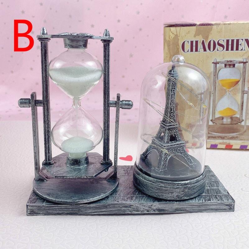Creative Antique Quicksand Street Lamp Pen Holder Lantern Light Tower Student Gift White Hourglass Double Color Night Light Decoration