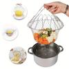 1pc Stainless Steel French Fries Drainer Basket Foldable Drainer Basket Flexible Kitchen Tool for Fried Food Washing Fruits