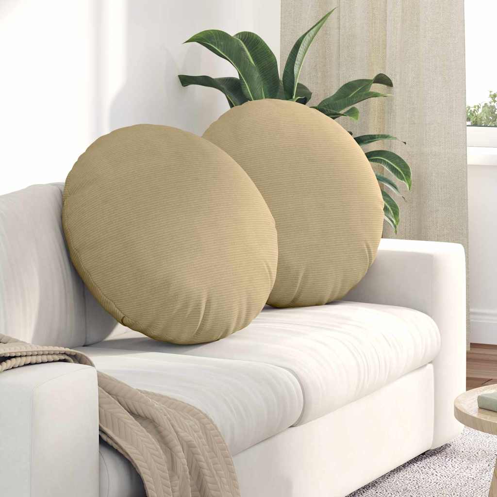 Seat Cushion Set 2 Pcs Grey Green Ø60 X 21 Cm Cord Fabric