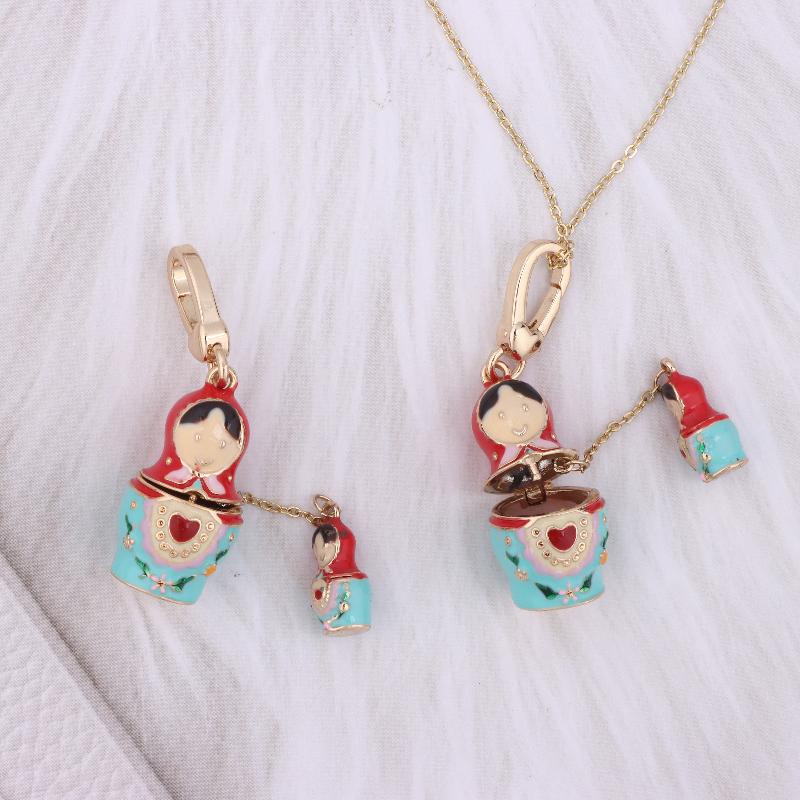 Entzückender Russischer Anhänger Schlüsselanhänger Matroschka Puppen Halskette Pullover Kette Modeschmuck Geschenk Für Frauen