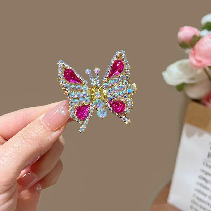 New Korean Rhinestone Butterfly Hair Clip Women Three-dimensional Exquisite Side Bangs Clip Hairpin Children Hair Accessories