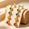 Colorful Geometric Zircon Tassel Earrings, S925 Sterling Silver Studs, Fashionable Elegant Jewelry for Women