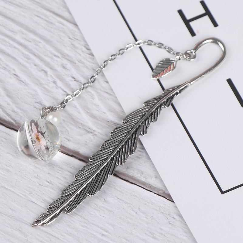 Flower Specimens Bookmark Pendant Metal Book Mark School Office Supply