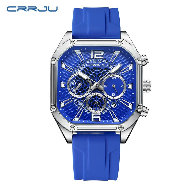 CRRJU New Watch 2311 Men's Watch Silicone Strap Six Pin Business Watch Casual Boys