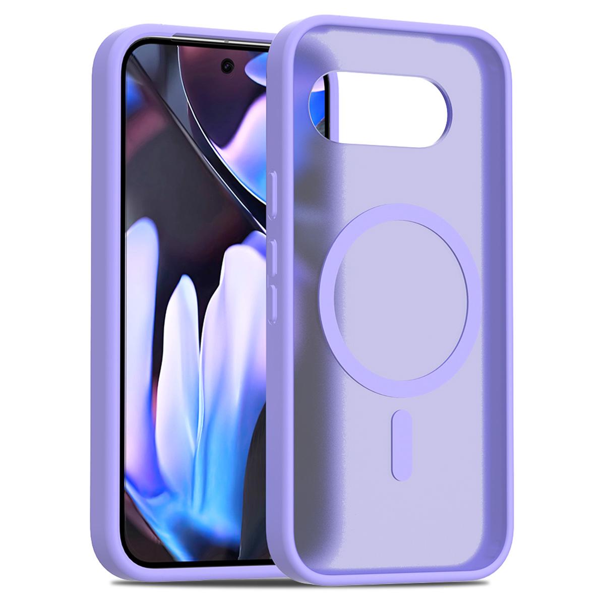 

For Google Pixel 9a Case Compatible with MagSafe TPU Frame Acrylic Back Phone Cover Skin Touch Purple