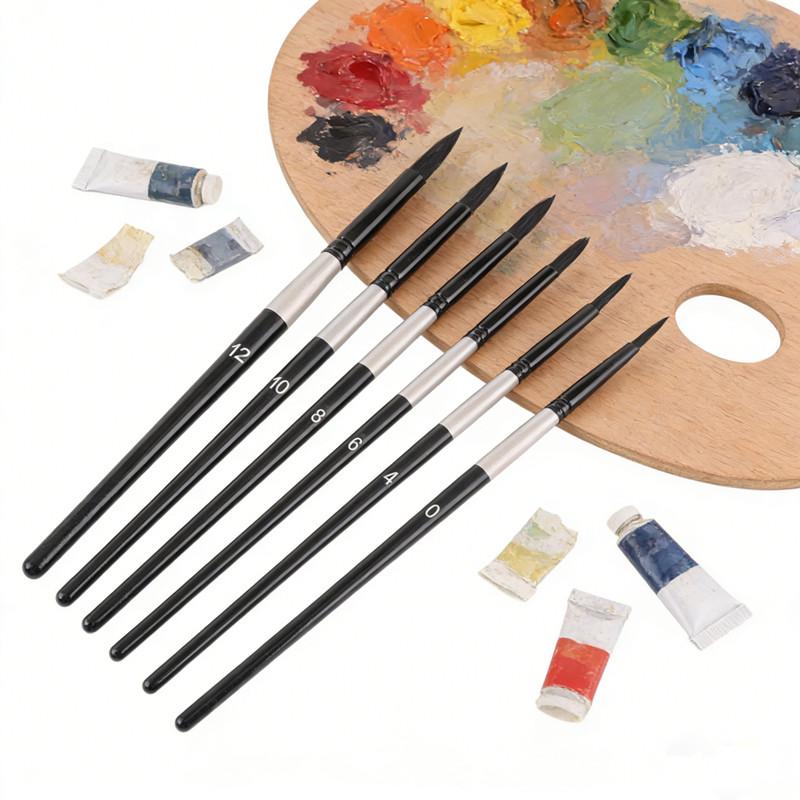 7Pcs Squirrel Hair Brush Set Watercolor Brushes For Beginner Artist Painting Kit Round Pointed Tips No Shed Gouache