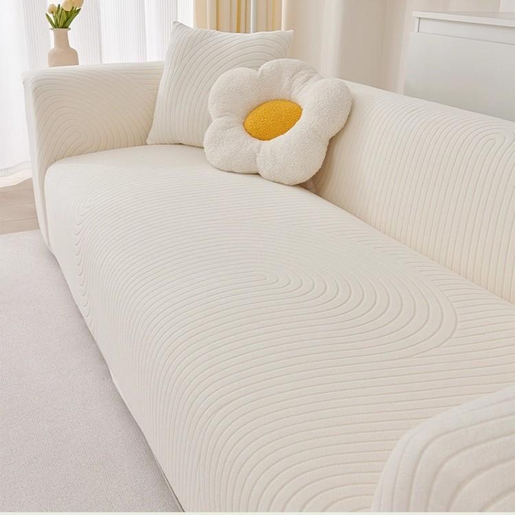 French Solid Striped Elastic Sofa Cover Four Seasons All Inclusive Non-Slip Sofa Cushion Stretch Adjustable Furniture Protector