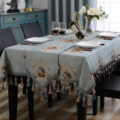 Vintage Luxus Quasten Jacquard Blume Tisch Tuch Rechteckigen Platz Kaffee Esstisch Abdeckung Für Party-Event Dekoration