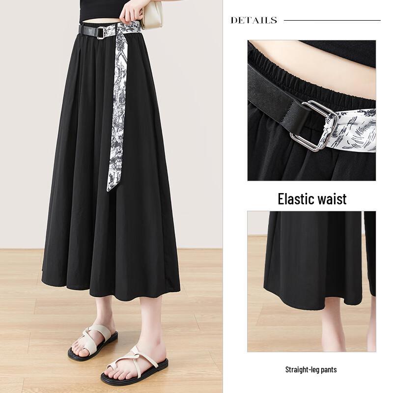 Women's High-Waist Draped Wide-Leg Culottes
