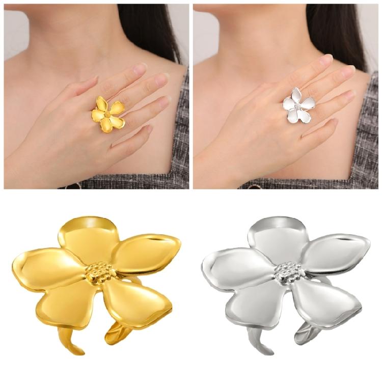 Opening Rings Flower Rings Hand Jewelry Fashion Rings Stainless Steel Adjustable Rings Suitable for Fashion Enthusiasts