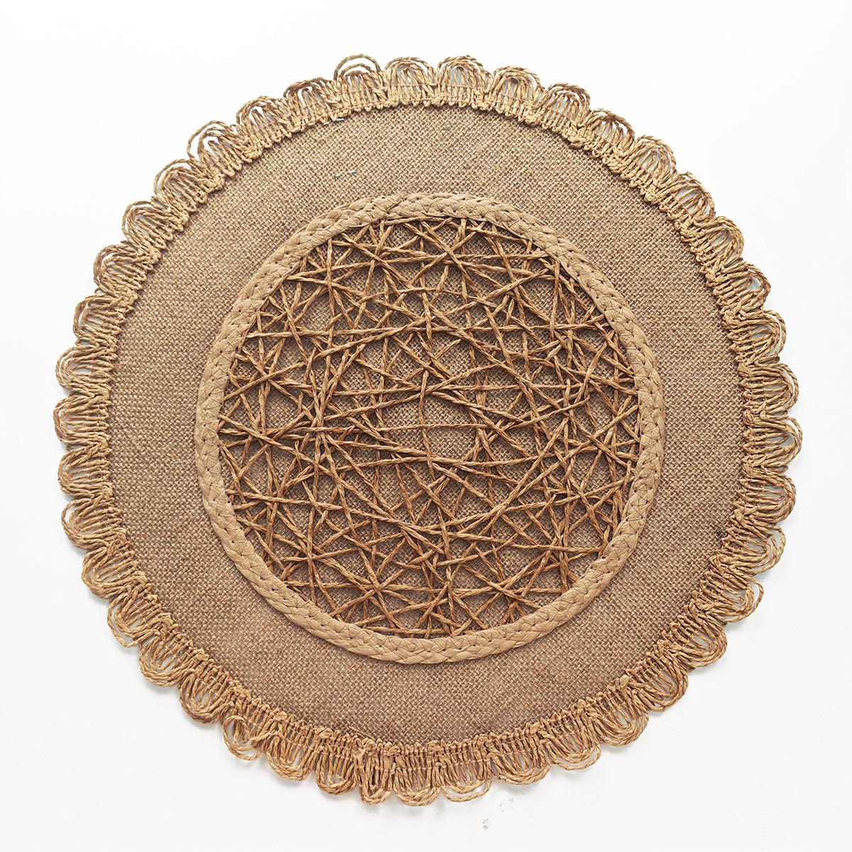 Nordic Jute and Cotton Woven Placemat - Heat-Resistant Table Decor Mat Diameter 38cm