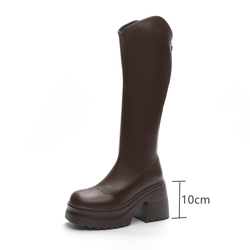 Fashion AIYUQI High Heel Boots Women Autumn 2025 New Genuine Leather Platform Boots Women Skinny Leg 10cm Heel High Female Rider Boots