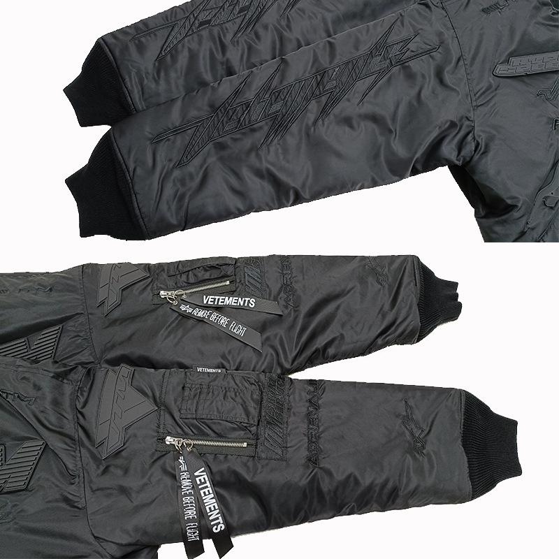 VTM Style 23FW Modell Alpha Racing Design Air Force Bomberjacke aus schwarzer Baumwolle für Herbst/Winter Wärme