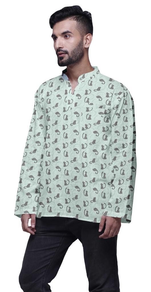 Atasi Cotton Ethnic Short Kurta For Boys Printed Party Wear Kurta For Men