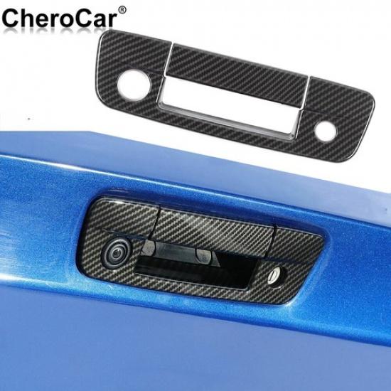 Carbon Fiber Rear Door Tailgate Handle Bowl Trim For Dodge RAM 1500 2010-2017