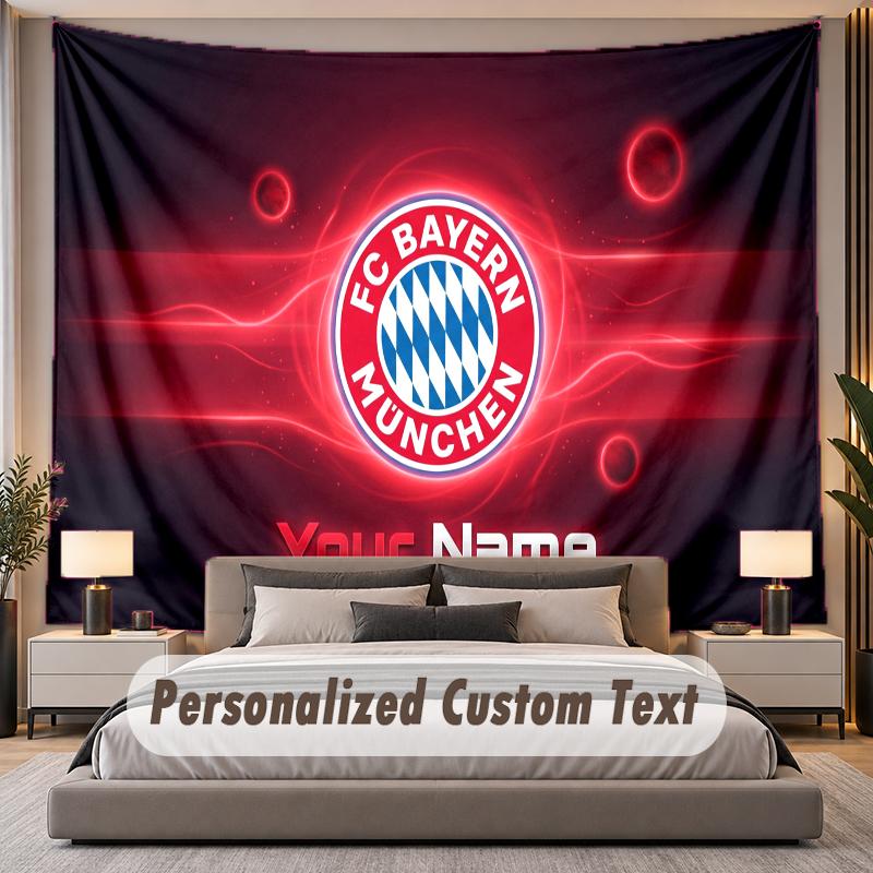 Custom Name Text Tapestry Bayern Munich Personalized Polyester Wall Tapestry For Bedroom And Room