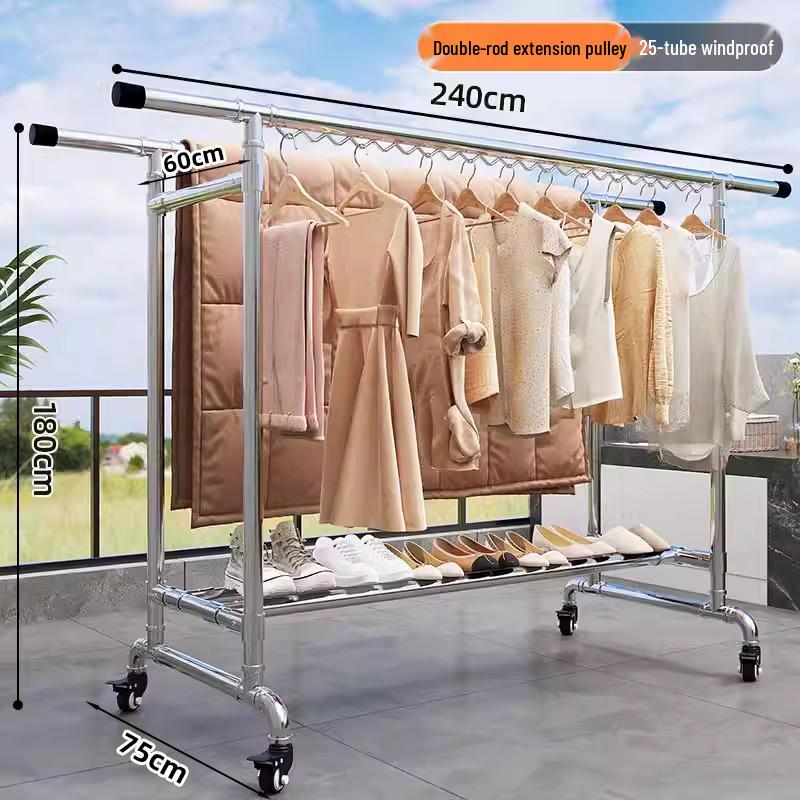 Floor-Standing Indoor Clothes Drying Rack for Bedroom and Balcony