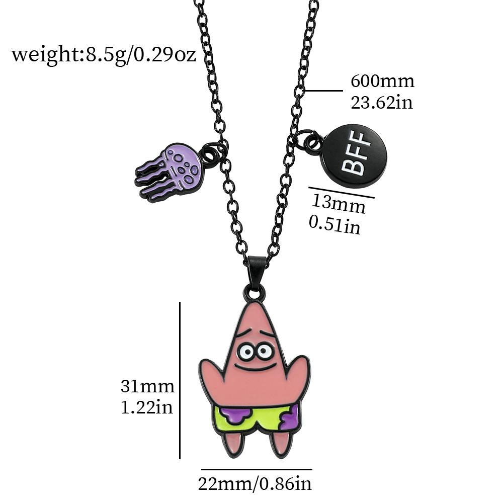 SpongeBob SquarePants Kawaii Patrick Star Necklace Metal Badge Pendant Cartoon Figure Jewelry Accessory