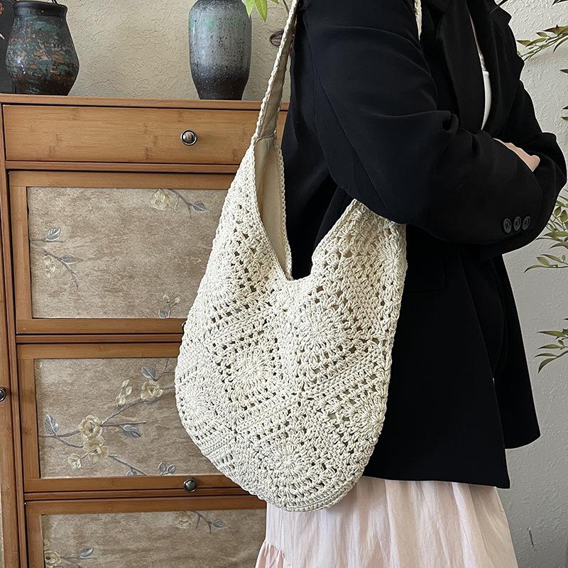 Premium woven bag women's large-capacity new versatile shoulder crossbody seaside beach bag