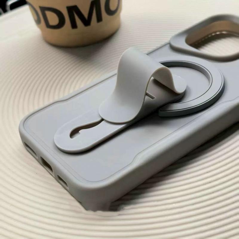 For Magsafe Liquid Silicone Invisible Bracket Phone Case For iPhone 16 15 14 13 12 11 Pro Max Magnetic Wireless Charging Cover