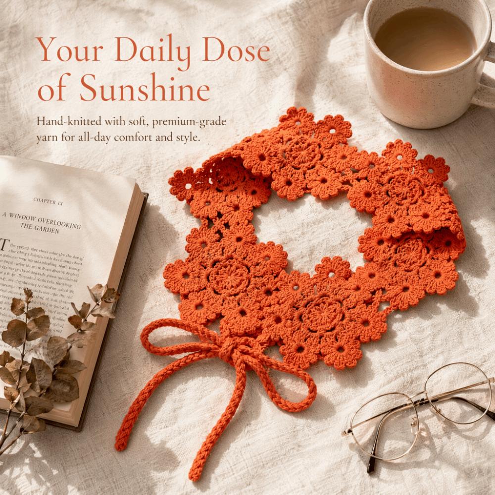 Wide Band Crochet Hair Band Hollow Flower Design Floral Headband Hair Scarf  Beach Daily Wear