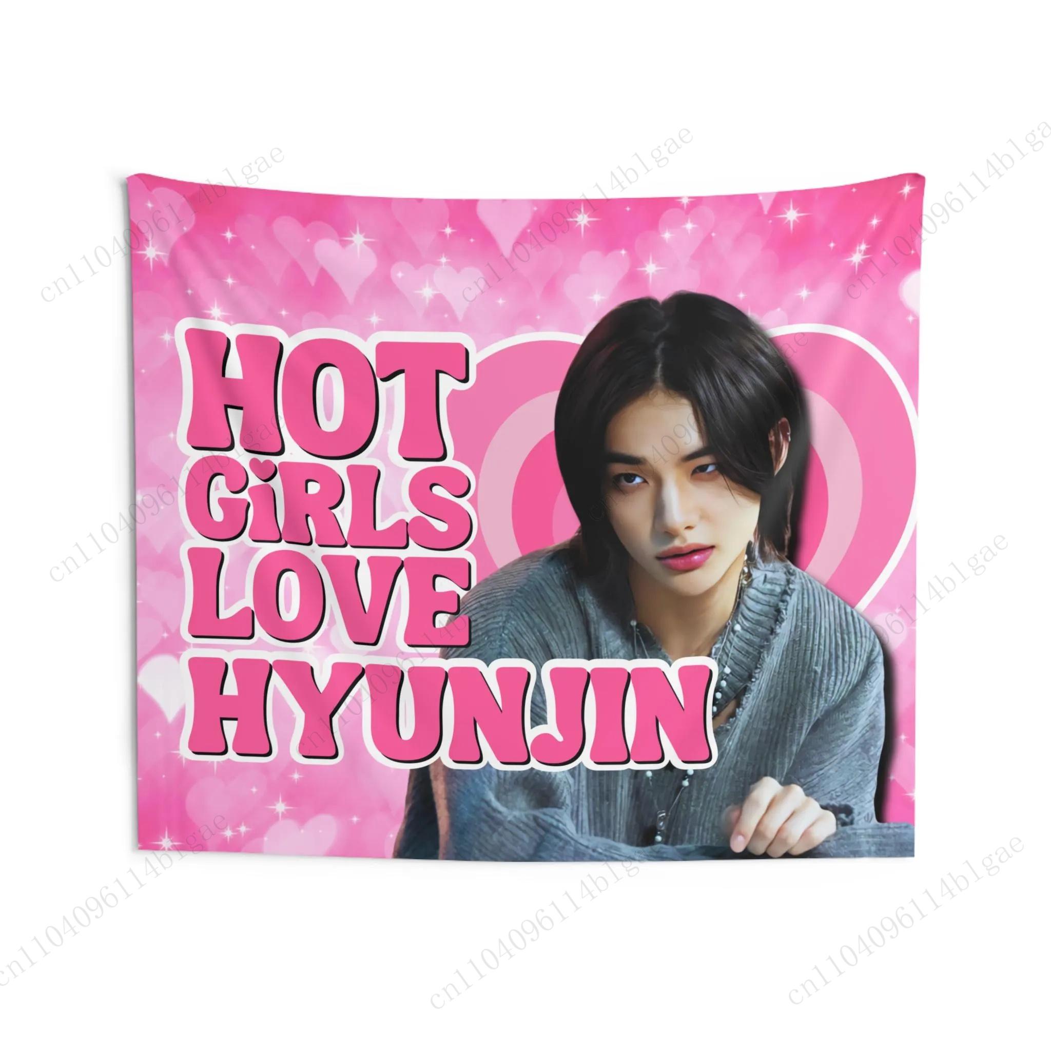 

K-Pop Start Tapestry Home Decoration Pink Heart Wall Hanging For Bedroom Living Room Fan Spaces Skz Members Merch Concert Merch 29x37in