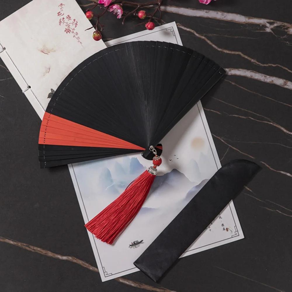 Chinese Style Japanese Classical Folding Fan Ancient Style Black Women s Folding Fan Handmade Exquisite Hand Fans