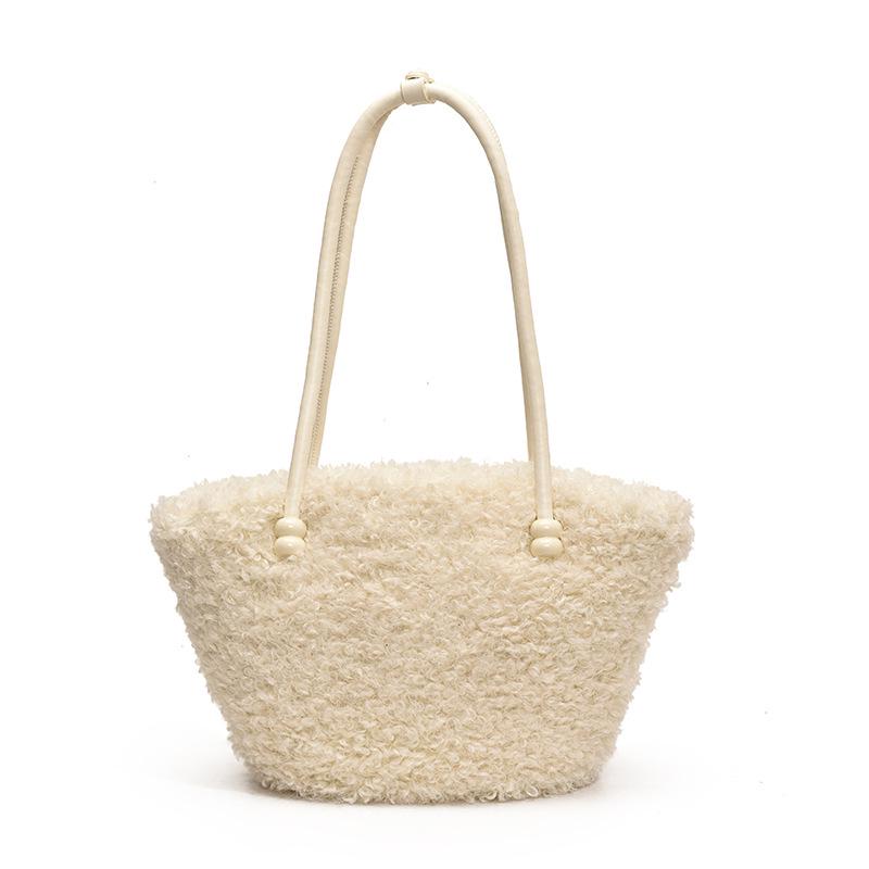 Handtas van nep lamswol in Koreaanse stijl - Pluizige niche design schouder- & okseltas voor herfst/winter