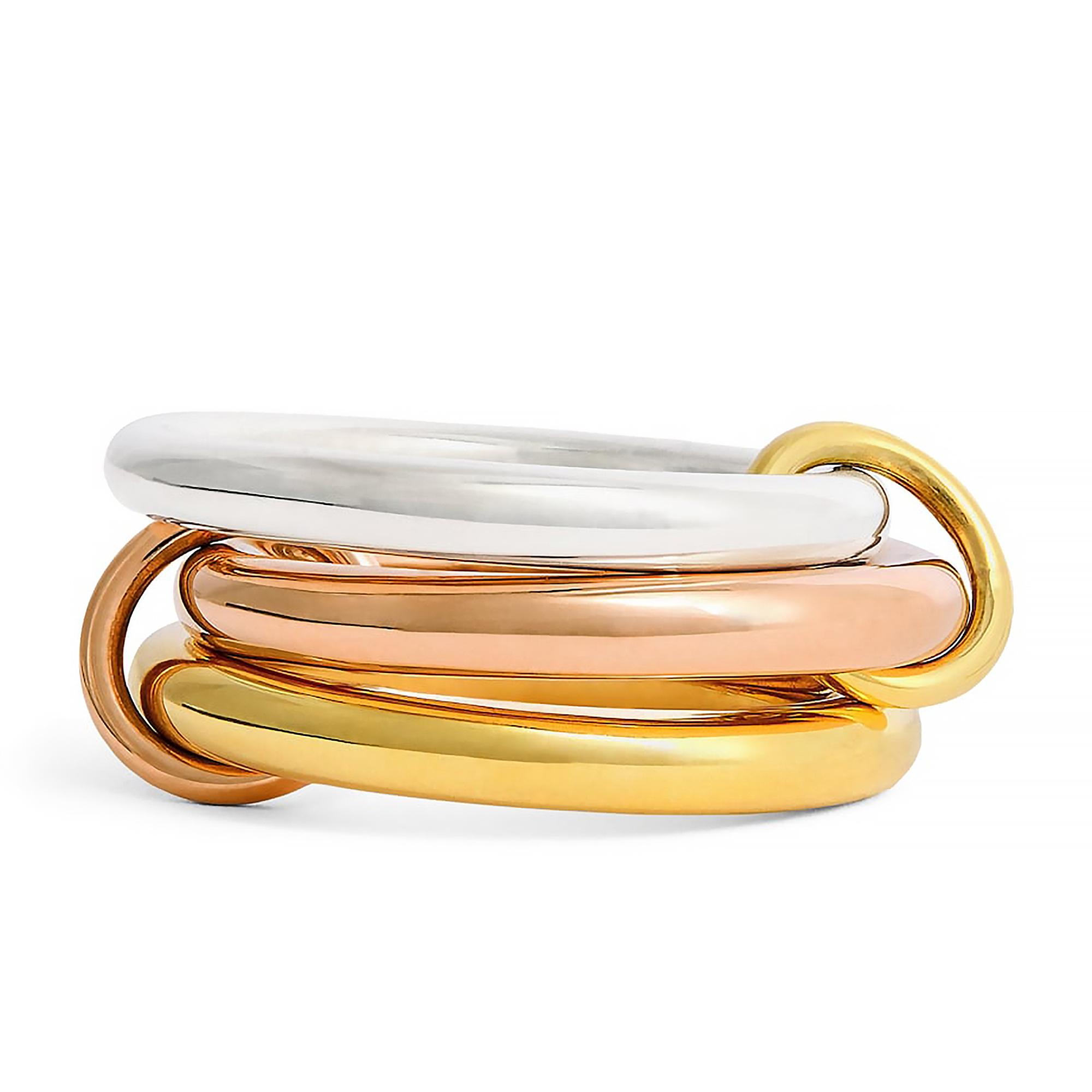 

Size 678 18K Gold Plated 3 Layers 3 Colors Connecting Ring Stainless Steel Waterproof Stackable Ring Trendy Jewelry Accessory US 6