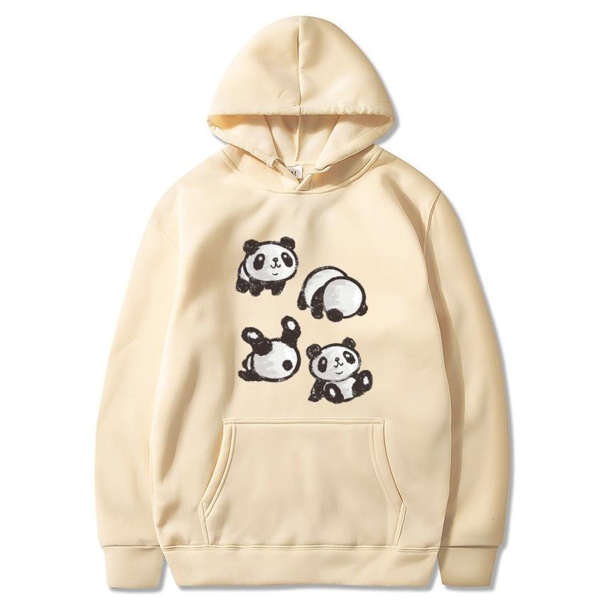 Autumn and Winter Chinese Panda Cartoon Printed Hoodie Classic Style College Style Men's and Women's Hoodies Daily Warm