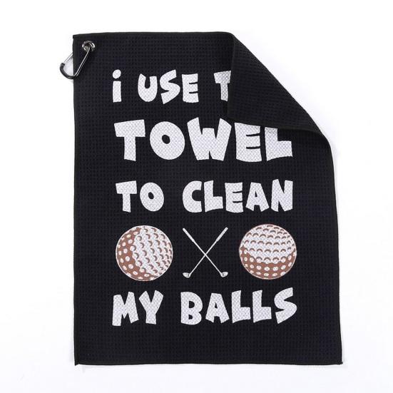 Golf Towel Microfiber Printed Funny Golf Ball Cleaning Towel with Clip for Golf