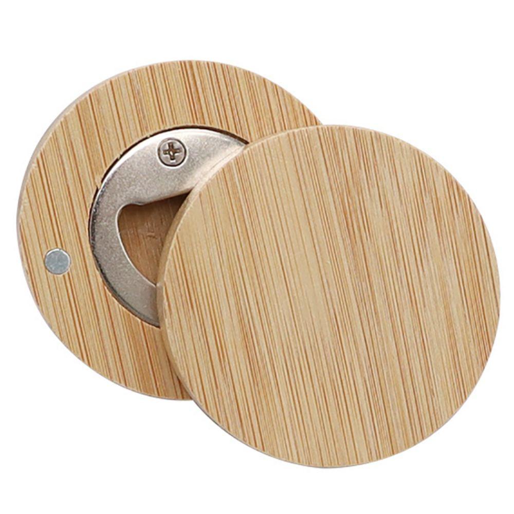 5pcs Magnetic Beer Opener Round Fridge Magnet Creative Bamboo Blank Bottle Opener  Guests