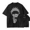 Jujutsu Kaisen Gojo Satoru Printed Tshirt Mens and Womens Washed Tshirt High Quality Vintage Cotton Tshirt YK Tops