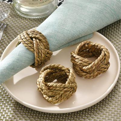 Natural Woven Straw Napkin Rings Set of Four Rustic Table Decor Accessories for Dining Events and Everyday Use