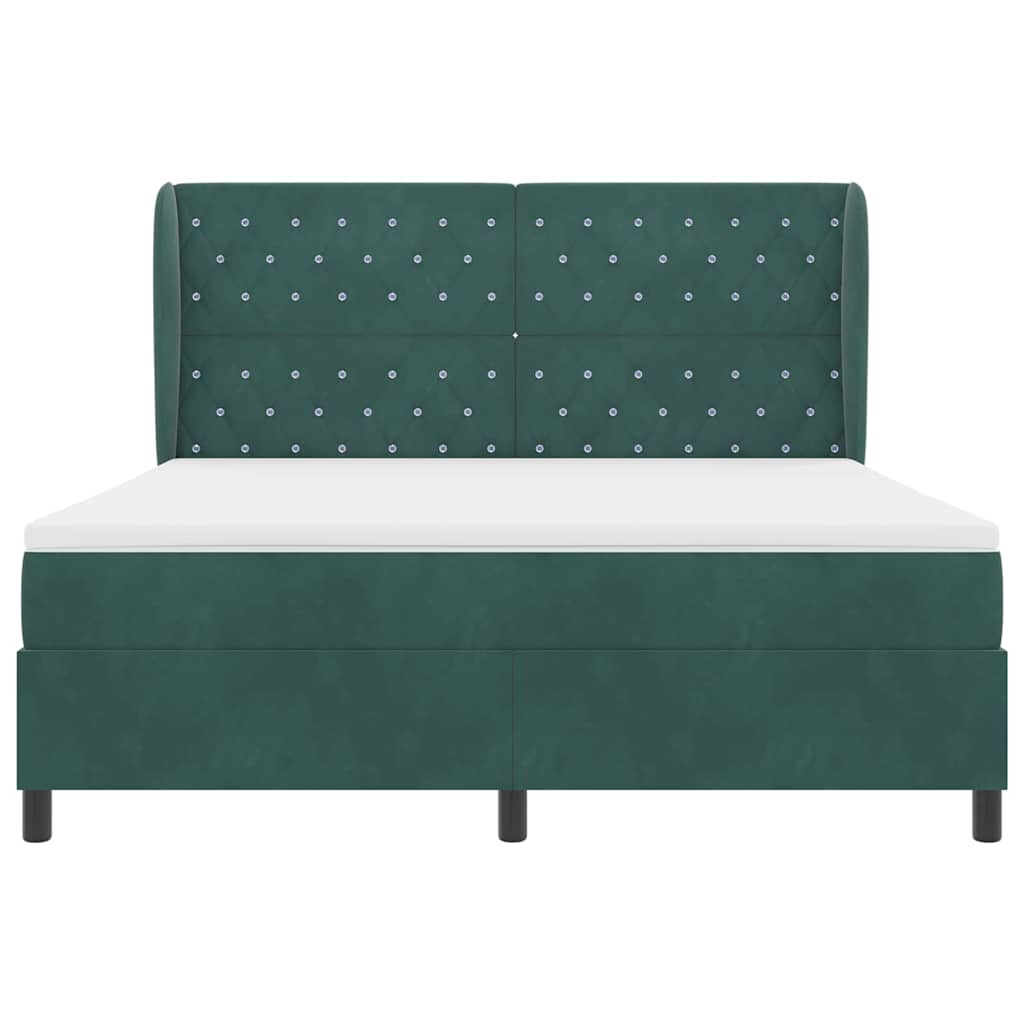 Box Spring Bed with Mattress Dark Green 200 x 180 cm Velvet