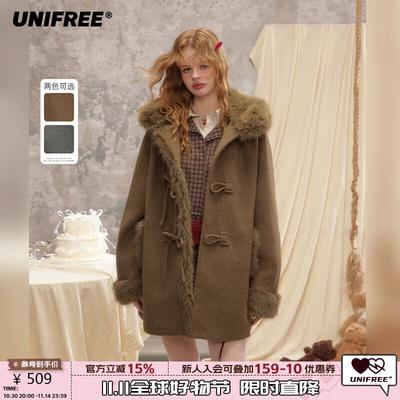 Cocoa Brownie Hooded Wool Coat