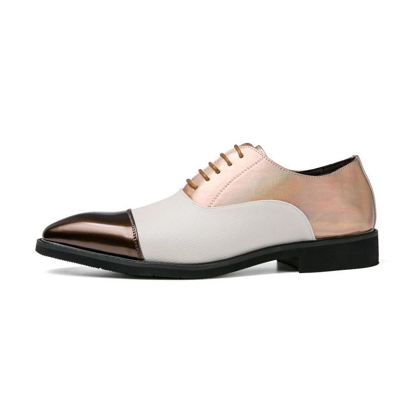 Men's Plus Size Casual Fashion Color Block Pointed Toe Leather Shoes