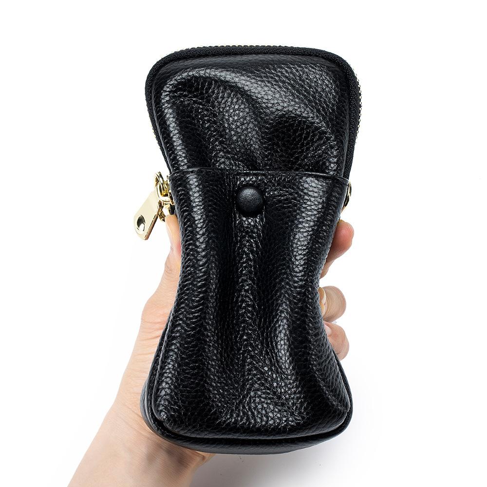 2025 New Soft Cowhide Mobile Phone Bag Women's Vertical Messenger Bag Fashion Double Zipper Shoulder Bag Tide