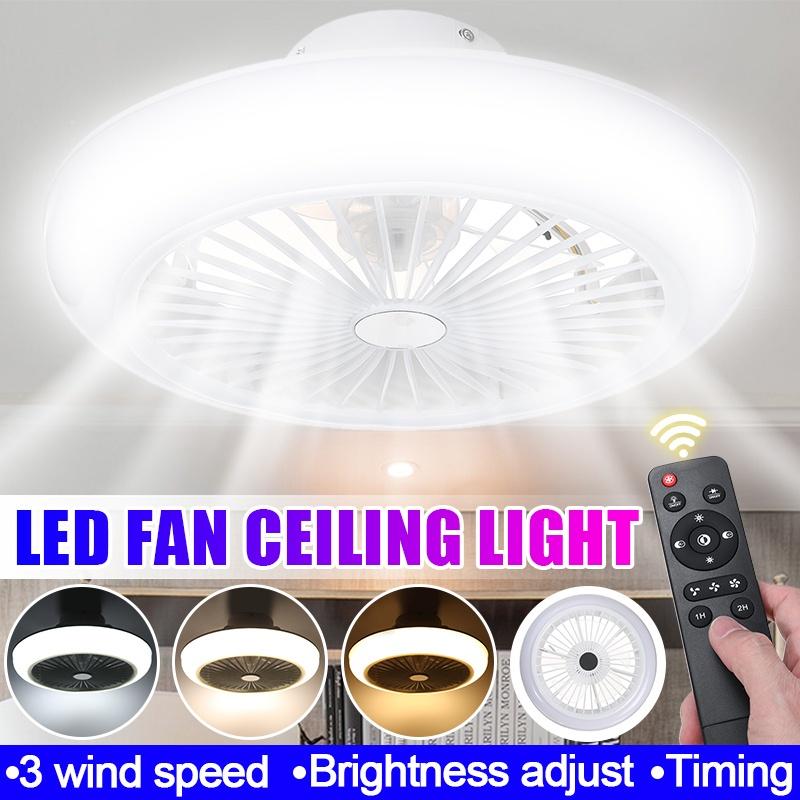 Ventilateur de plafond LED moderne avec télécommande, silencieux, 3 vitesses réglables, intensité variable, pour salon, 44 cm