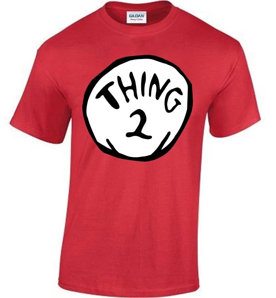 Thing One 1 And Thing Two 2 T-Shirt Couples Funny Costume Twins Fancy Dress Top 6 S