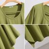 Women's Round Neck Short Sleeve T-Shirt Loose Top Plus Size Cotton Split Hem Blouse Japanese Korean Style For Summer