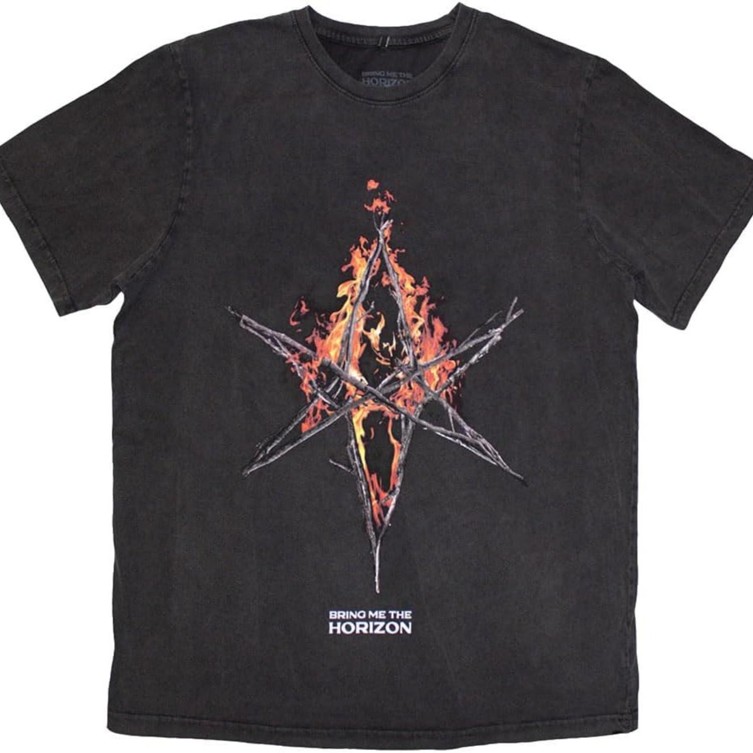

Футболка Bring Me The Horizon Flame Hex And Text Logo Snow Wash XXXXXL чёрный